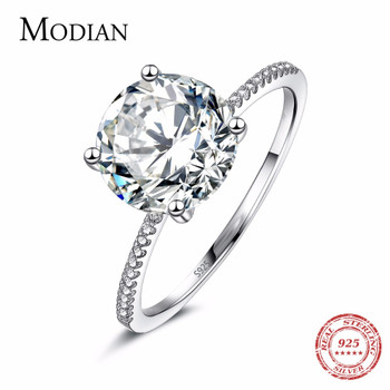 2018 Classic Luxury Real Solid 925 Sterling Silver Ring 3Ct 10 Hearts Arrows Zircon Wedding Jewelry Rings Engagement For Women