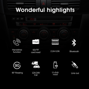 HY29 Bluetooth FM Transmitter Car MP3 Player 3.1A USB Charger Support EQ Setting Voltmeter TF Card U Disk AUX Out