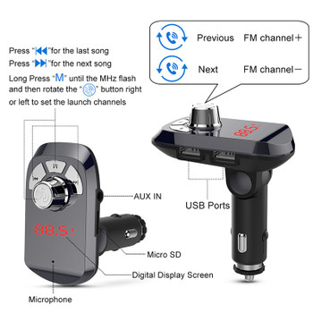 MEIDI FM Transmitter Car Charger Wireless Bluetooth Car Kit  Hands Free MP3 Player  Dual USB Car Charger AUX