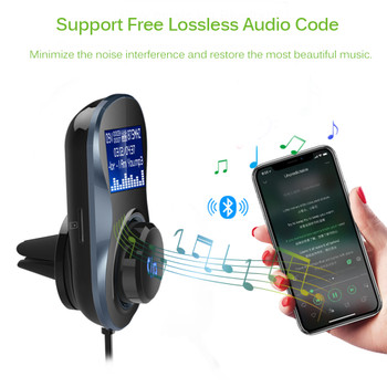 Car MP3 FM Transmitter Rotatable Magnetic Air Vent Clip Bluetooth Car Kit Support TF Card Voltmeter