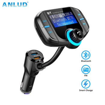ANLUD Bluetooth FM Transmitter QC3.0 Dual USB Car Quick Charge Handsfree Car Kit Aux Modulator FM Radio Audio TF AUX MP3 Player