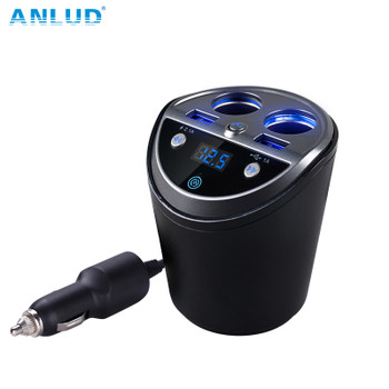 ANLUD Bluetooth Wireless Car FM Transmitter Mp3 Player Cup Holder Handsfree Car Kit FM Radio Dual USB Car Cigarette Lighter Port