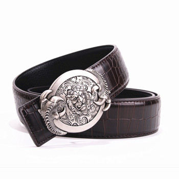 Multi-style crocodile pattern leather belt men's smooth buckle belt men's fashion designer belt male belt