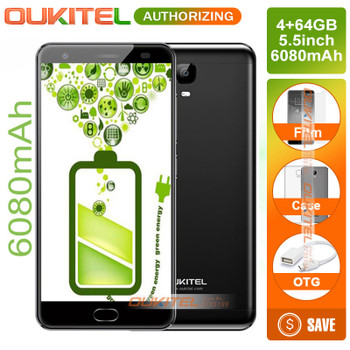Oukitel K6000 Plus 5.5" FHD MTK6750T Octa Core 4G Mobile Phone Android 7.0 4GB+64GB 16MP Cam 6080mAh Quick Charge Fingerprint ID