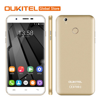 In Stock Oukitel U7 Plus 5.5"FHD Quad Core 2GB RAM 16GB ROM MTK6737 Android 6.0 13.0MP 1280x720 Fingerprint Mobile Phone