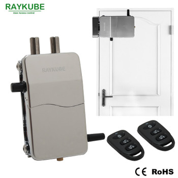 RAYKUBE Electronic Lock Wireless Keyless Anti-theft Invisible Lock For Doors Intelligent Lock With Remote Control Key R-W39