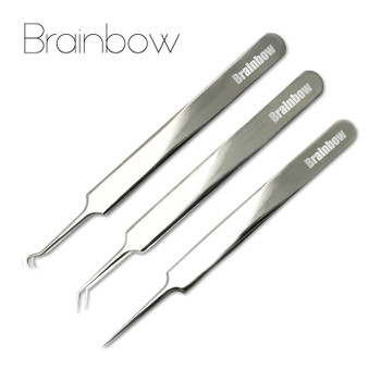 Brainbow 3pc/Pack Blackhead Tweezers Blackhead&amp;Blemish Removers Point Bend Gib Head Comedone Acne Extractor Face Skin Care Tools