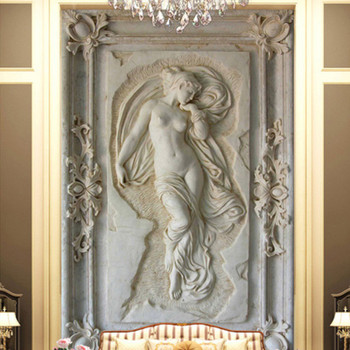 Custom Photo Wallpaper European Style Figure Statue 3D Embossed Mural Hotel Living Room Backdrop Mural Wall Papers 3D Home Decor