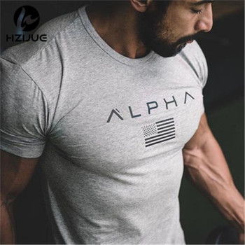 HZIJUE 2018 New Brand clothing Gyms Tight t-shirt mens fitness t-shirt homme Gyms t shirt men fitness crossfit Summer top Imported