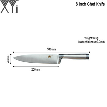 XYj Brand Stainless Steel Kitchen Knives 8" 8" 7" 5" 3.5" Cooking Knife Ergonomic Grip Design Stainless Steel Knife 5 Piece Set