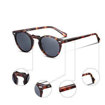 Retro Round Polarized Sunglasses For Men and Women Vintage Driving Outdoor Gregory Peck Sun Glasses With Case