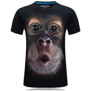 2018 summer Men's brand clothing O-Neck short sleeve animal T-shirt monkey/lion 3D Digital Printed T shirt Homme large size Imported