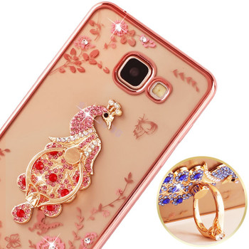 Luxury Diamond Soft TPU Crystal Rhinestone Glitter Phone Case For Samsung S8 J3 J5 J7 A3 A5 A7 2016 2017 With Ring Holder Stand