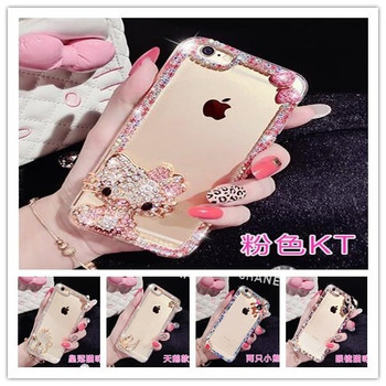 Luxury Rhinestone Diamond Case for Samsung Galaxy S8 S8 Plus S7 S7 Edge Cute Kitty Cat Bling Clear PC Hard Back  