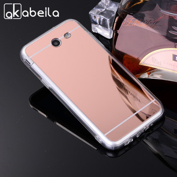 AKABEILA Cases For Samsung Galaxy J3 Prime J3 2017 US Amp Prime 2 Cover Cell Phone Bags Housing Plating Mirror TPU Silicone Skin