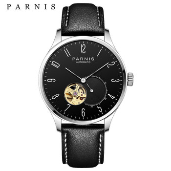 New Arrival 2017 Hot  Parnis Mens Automatic Watches Skeleton Mechanical Watchs Miyota82s5 Movement Leather Steel Strap Available