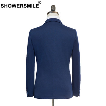 SHOWERSMILE Brand Smart Casual Blazer Men Slim Fit Blue Suit Jacket Male Gentlemen Plus Size Blazer Jacket Autumn Wedding Coat