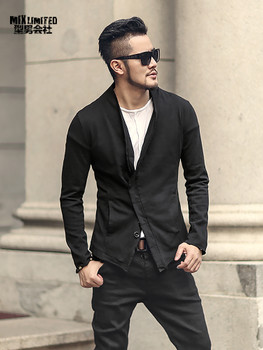 Men washed European style short black suit jacket new design metrosexual man slim burr suit blazer fashion winter outwear F111