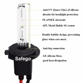 Safego AC 35W xenon H7 xenon hid Headlight bulbs replacement 8000K 6000K Auto Car HID xenon Light headlamp 4300K