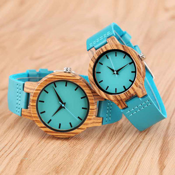 Luxury Royal Blue Wood Watch Top Quartz Wristwatch 100% Natural Bamboo Clock Casual Leather Valentine's Day Gifts for Men Women