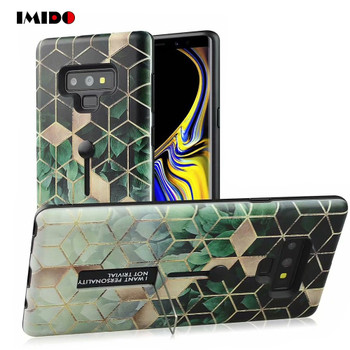 IMIDO Diamond Emboss Soft Silicon Case For Samsung Galaxy S9 Hide Ring Stand Holder Back Cover For Galaxy Note9 S9 Plus Coque