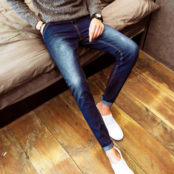 Top quality 2019 Spring Autumn Stretch Solid Casual Slim Fit teenagers student men jeans cowboy leisure male youth trousers