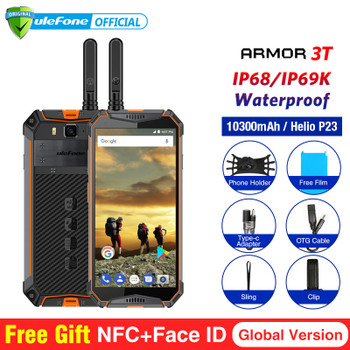 Ulefone Armor 3T IP68 Waterproof Mobile Phone Android 8.1 5.7" FHD+ helio P23 Octa Core 4GB 64GB 21MP  Walkie Talkie Smartphone