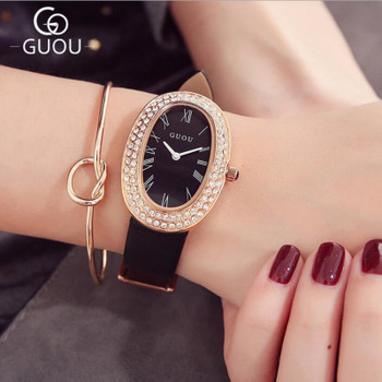 GUOU Top Brand Rhinestone Watch Bling Diamond Watch Women Watches Luxury Women's Watches Oval Clock montre femme reloj mujer