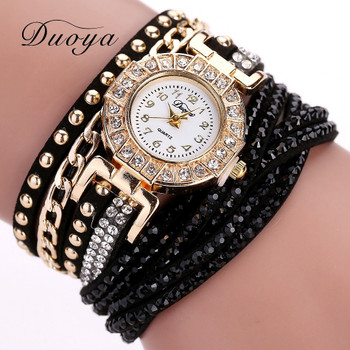 Duoya Watch Women Brand Luxury Gold Fashion Crystal Rhinestone Bracelet Women Dress Watches Ladies Quartz Wristwatches