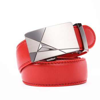 Automatic buckle belt men jaguar fashion business Leather luxury red belt for men