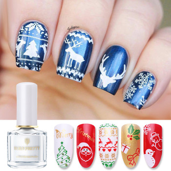 BORN PRETTY Christmas Nail Stamping Polish Pure Color Nail Art Image Print Polish Varnish Manicure 6ml DIY Stamping Polish