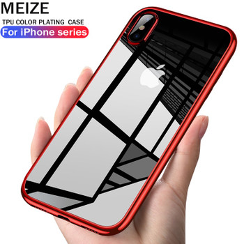 MEIZE Luxury Plated TPU Case For iPhone X 10 Transparent Ultra Thin Silicone Cover case For iPhone x Phone Accessories soft case