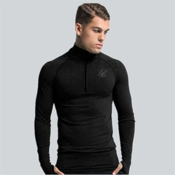 2018 new Men's cotton Fitness Long Sleeve Tight Quick Dry T-shirt Gym Sport Training Shirt Long Sleeves Tops