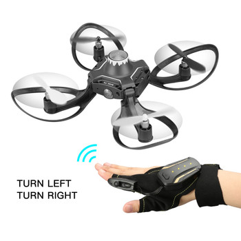  6-Axis Remote Control Drone 2.4G RC Helicopter Quadcopter Aircraft with LED Light Hand Glove Control Foldable Arm with Camera