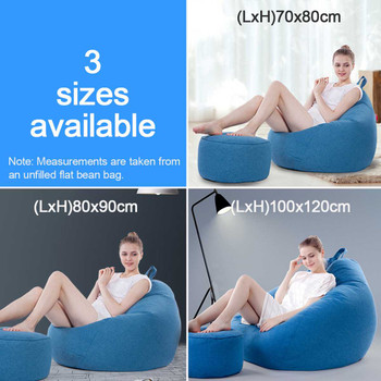 Large Bean Bag Sofa Cover Lounger Chair Sofa Ottoman Seat Living Room Furniture Without Filler Beanbag Bed Pouf Puff Couch Tatam 