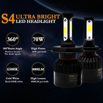 2Pcs H1 LED H11 H7 H4 H3 HB4 HB3 H8 H27 9005 9006 Auto Car Headlight Bulbs 72W 8000LM car light 6000k led automotivo DC12V 24V