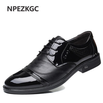  NPEZKGC Fashion Men Shoes Genuine Leather Men Dress Shoes Brand Luxury Men's Business Casual Classic Gentleman Shoes Man
