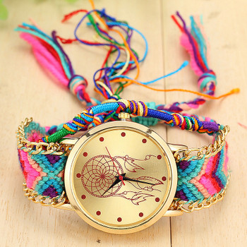  Vansvar Brand Handmade Braided Dreamcatcher Friendship Bracelet Watch Ladies Rope Watch Quarzt Watches relogio feminino 1468