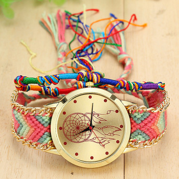  Vansvar Brand Handmade Braided Dreamcatcher Friendship Bracelet Watch Ladies Rope Watch Quarzt Watches relogio feminino 1468