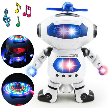 360 Rotating Space Dancing Robot Musical Walk Lighten Electronic Toy Christmas Birthday Best Gifs For Kids Toys Free shipping