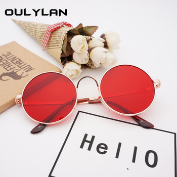 Oulylan Retro Round Sunglasses Men Women Brand Designer Red Sun glasses Female Vintage Metal Big Sunglasses UV400 Mirror Shade