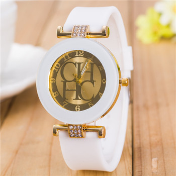 2015 New Fashion Brand Gold Geneva Casual Quartz Watch Women Crystal Silicone Watches Relogio Feminino Dress Wrist Watch Hot