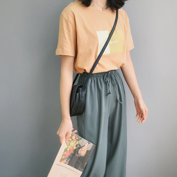 Mooirue 2019 Summer Spring Korean Kawaii Tee Shirt Tee Femme Letter Printing Printed Short Sleeve New Arrivals Tshirt