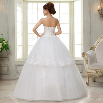 LYG-H27#wholesale plus size lace up new glass diamond bride dresses long sweet princess wedding dress 2019 customize wholesale
