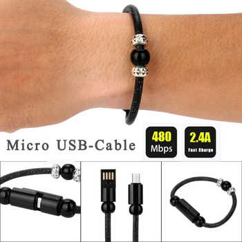  EPULA New Beads Micro USB Cable Beads Bracelet Charging Sync Data Phone Charger For Android Phone