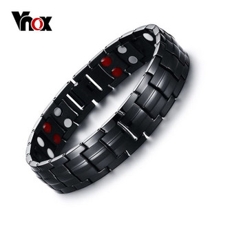 Vnox Black Men's Titanium Bracelets &amp; Bangles Magnetic Health Power Sports Jewelry 22cm free Box 