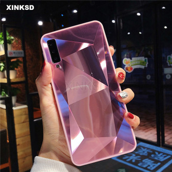 3D Diamond Glitter Mirror Case for Samsung Galaxy A7 A750 A9 A6 A8 2018 S8 S9 Plus S7 Note 9 8 Cover Silicone Soft Candy Case