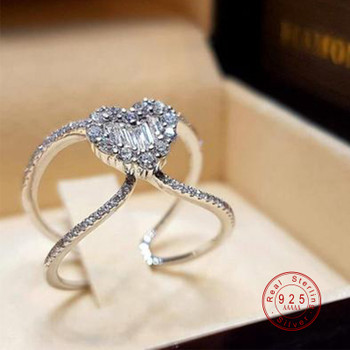 Love Heart Shaped 925 Sterling Silver Ring For Women Fashion Cubic Zircon Wedding Ring Female Promise Love Valentine's Day Ring 