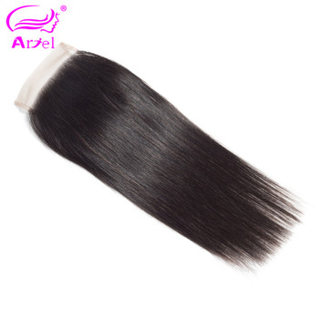 Ariel 100% Brazilian Human Hair Straight 8-20 Inch 4*4 Lace Closure Natural Color Non- Remy Hair Weaving 1PC/Lot 