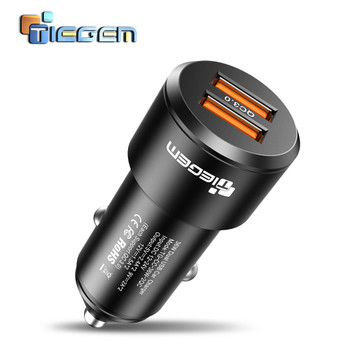 TIEGEM Dual USB Car Charger Quick Charge 2.0 3.0 Mobile Phone USB Car charger for iPhone 7 8 X Samsung Xiaomi Car Phone Charger